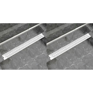 Lineare Duschrinnen 2 Stk. Wellen 1030 x 140 mm Edelstahl
